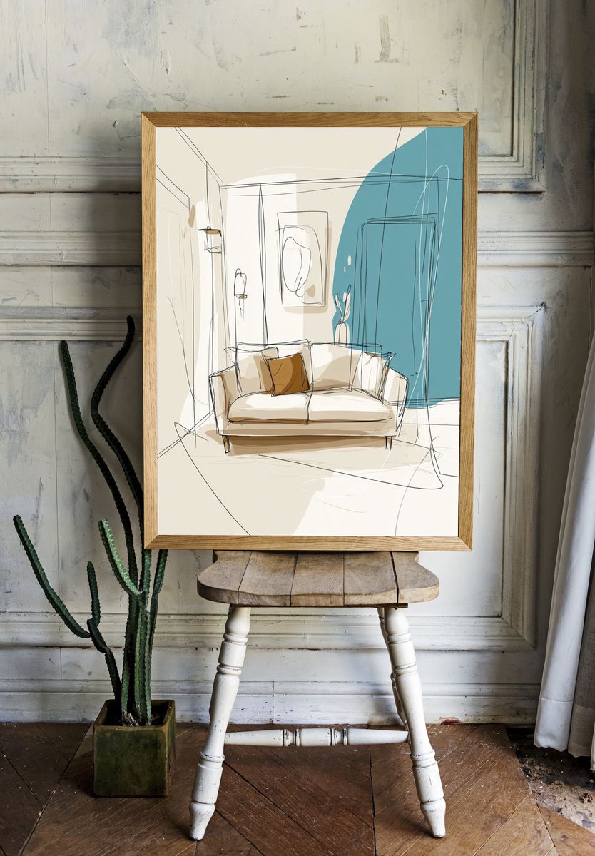 Modern Living Room Sketch Poster. room preview