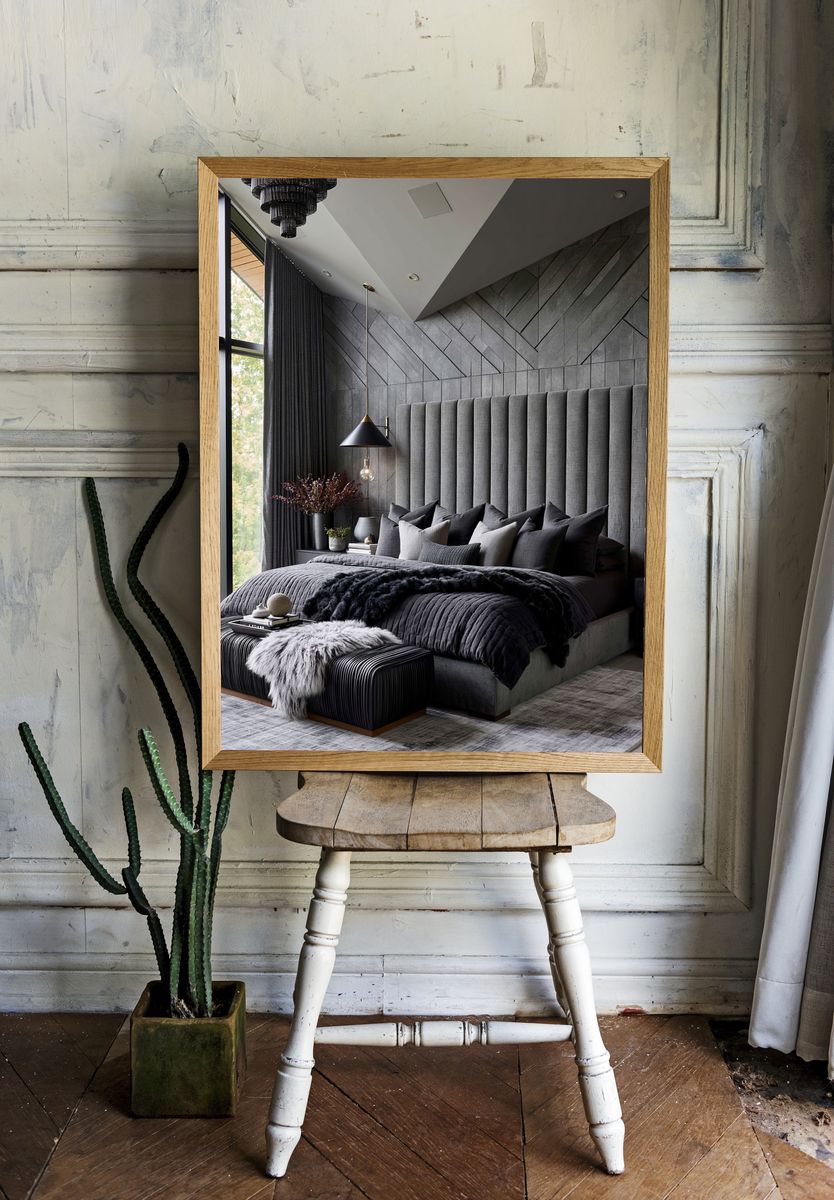 Modern Dark Bedroom Interior Poster. room preview