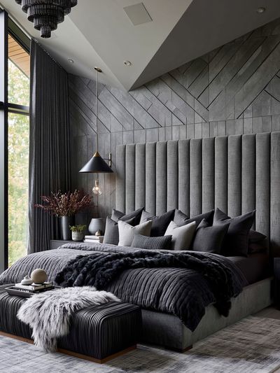 Modern Dark Bedroom Interior Poster. poster