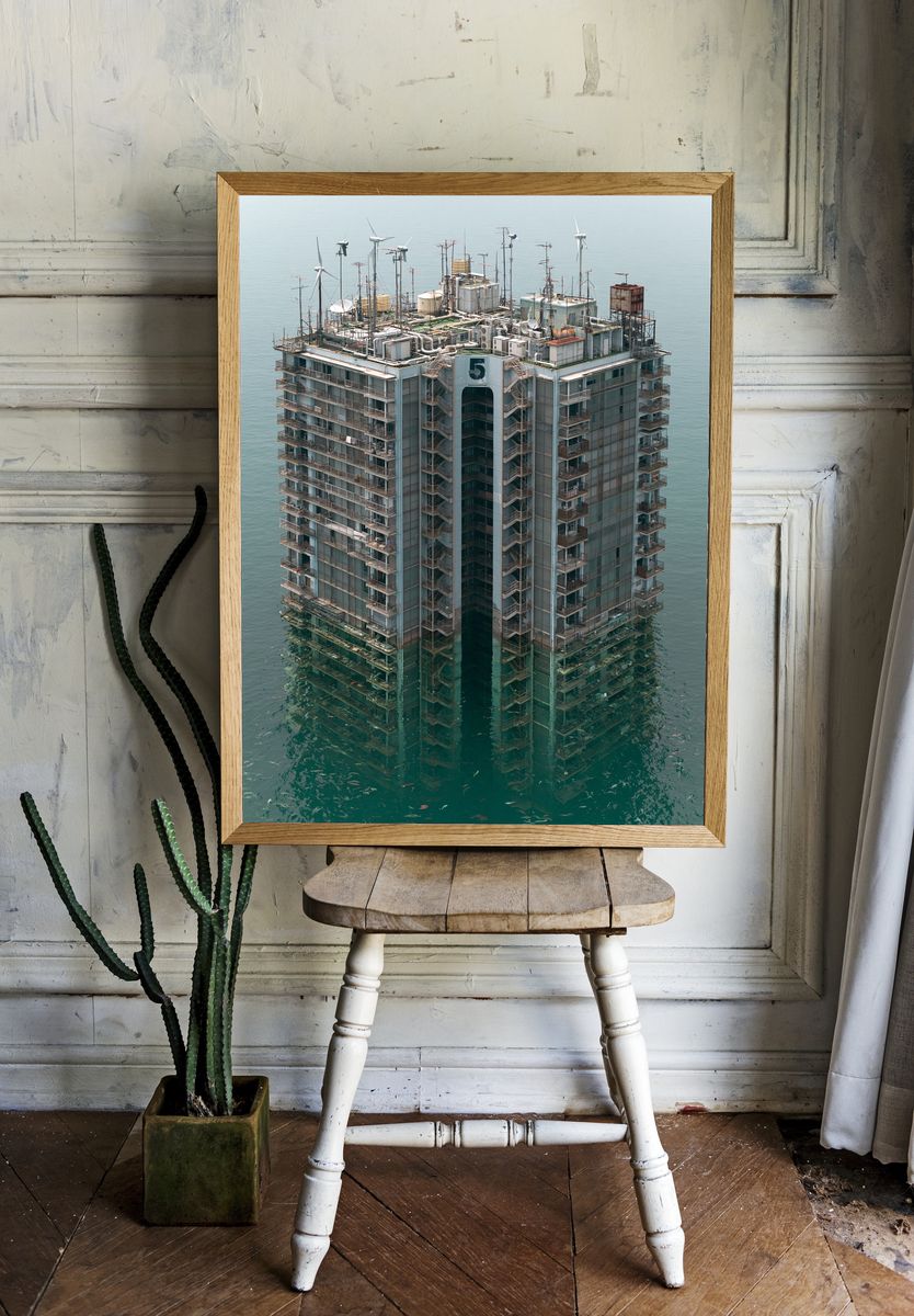 Ocean Tower Architecture Print. — room view 1
