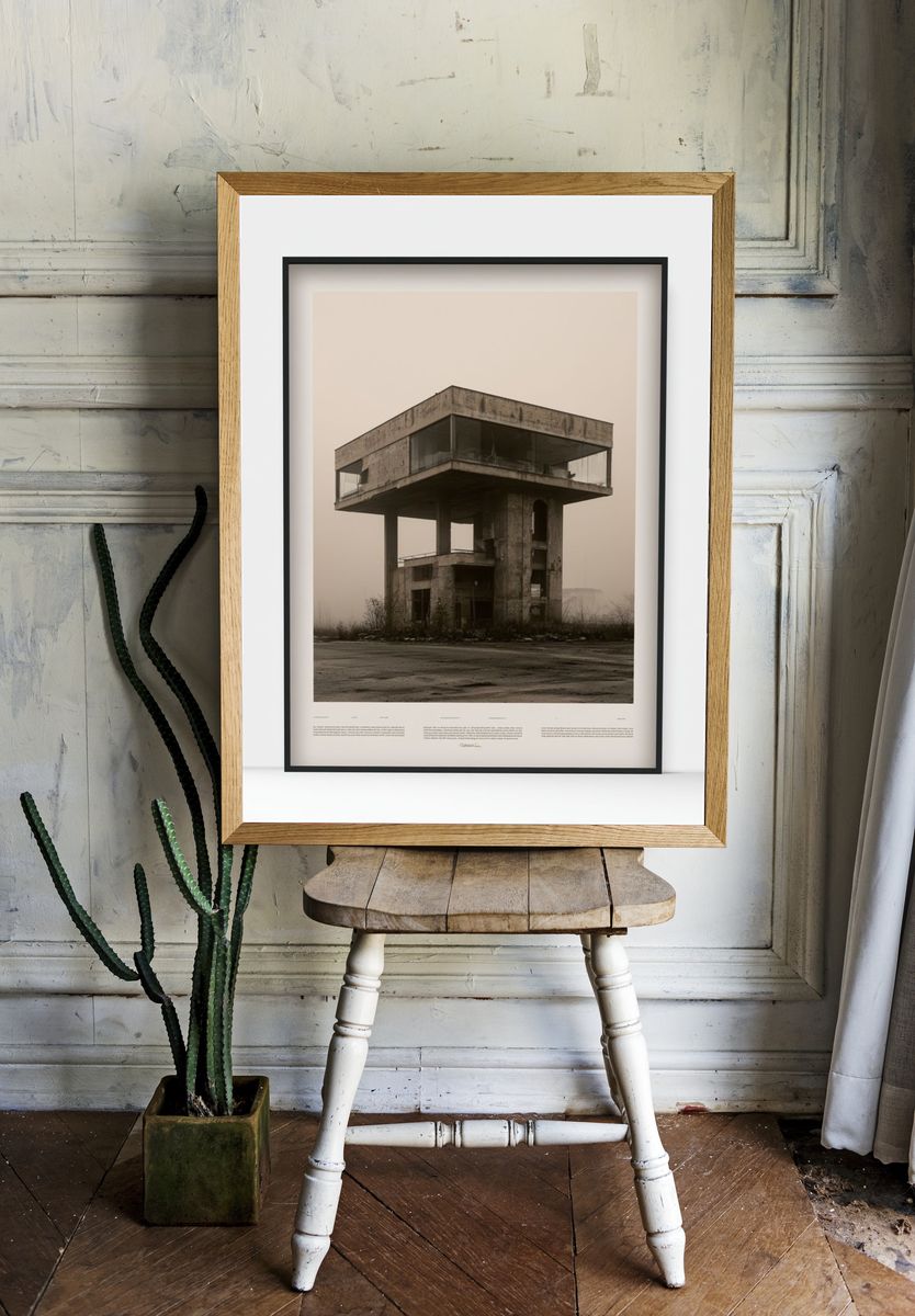 Brutalist Concrete House Photography Poster. — room view 1