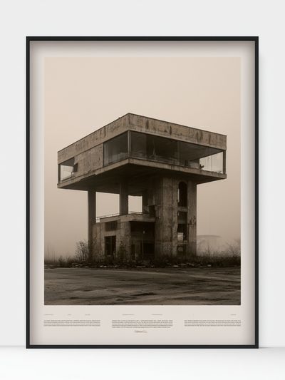 Brutalist Concrete House Photography Poster. poster