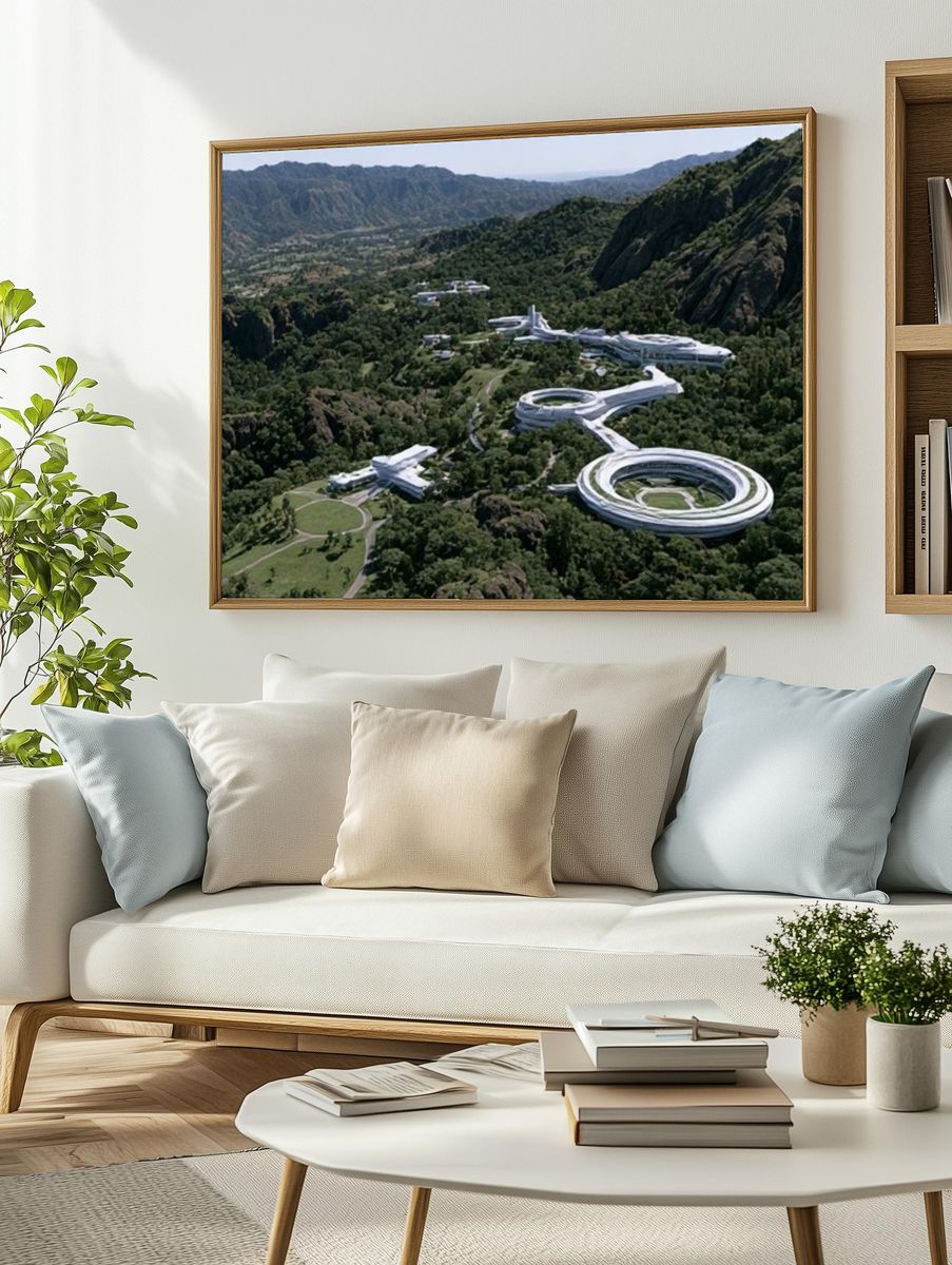 Futuristic Mountain Resort Photography Poster. — room view 2