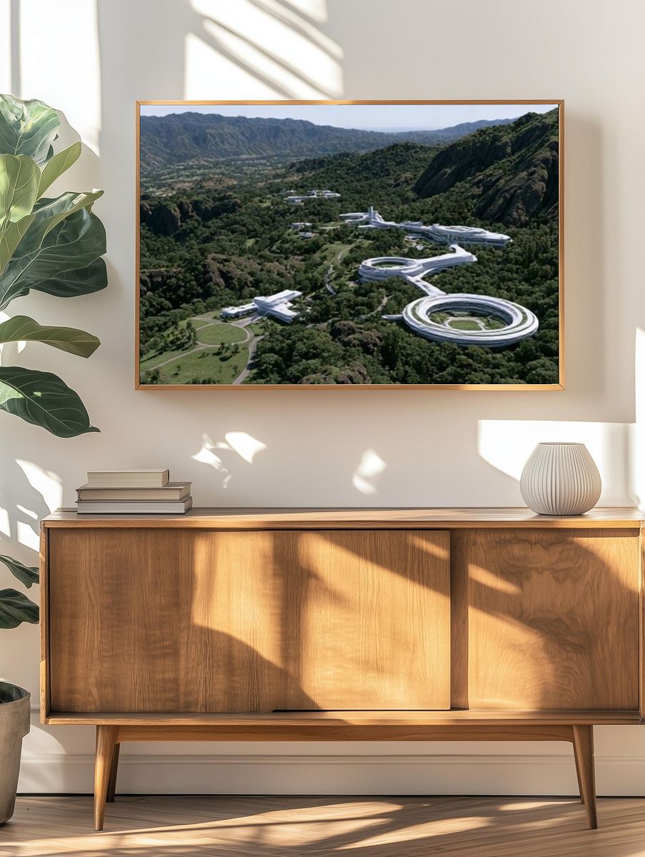 Futuristic Mountain Resort Photography Poster. — room view 3