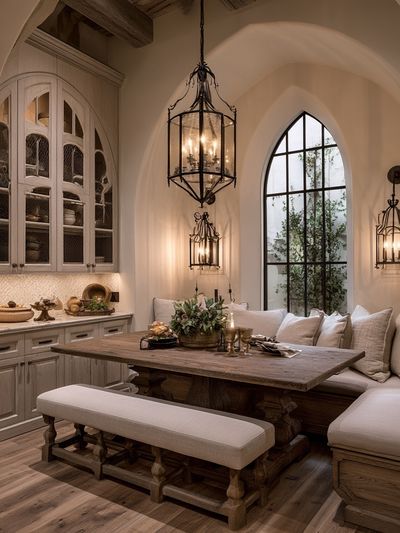 Tuscan Dining Room Interior Print. poster