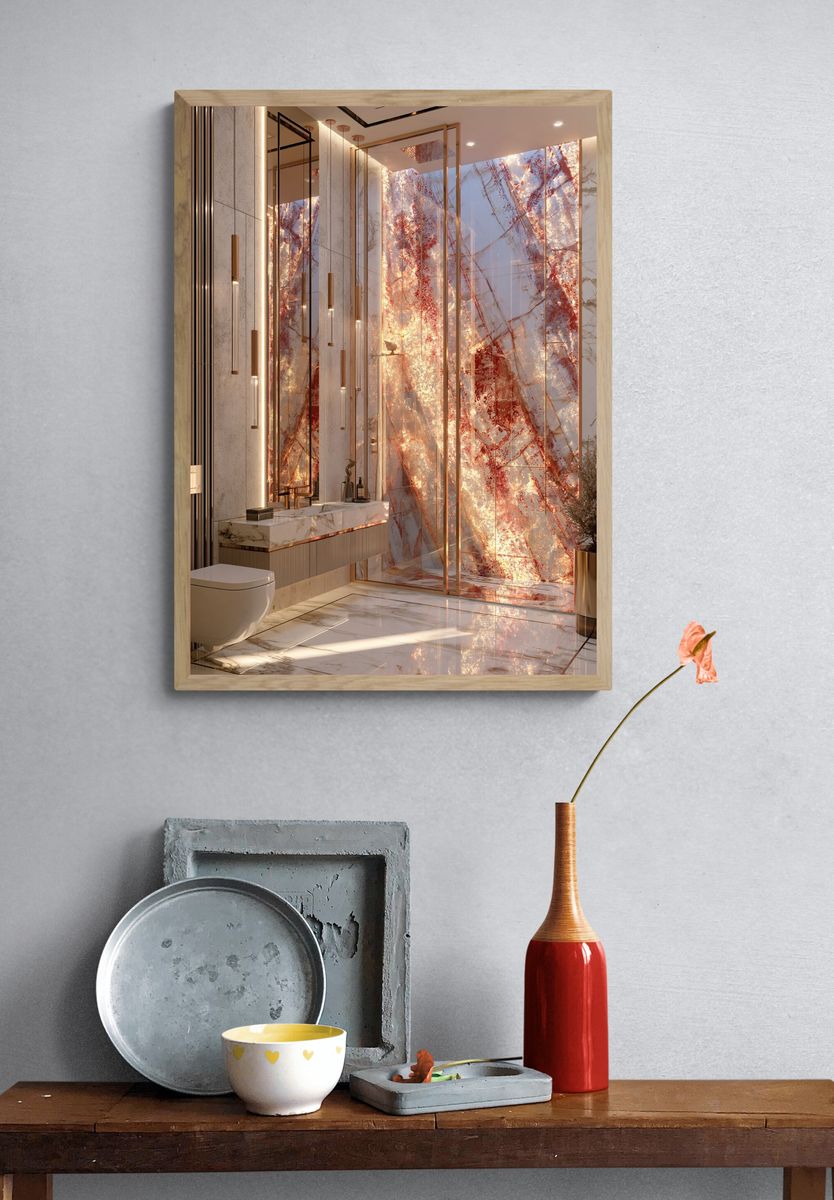 Luxury Marble Bathroom Interior Print. — room view 3
