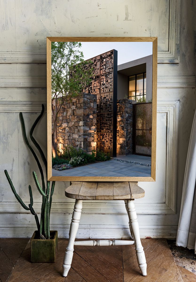 Modern Stone Facade Architecture Poster. — room view 1