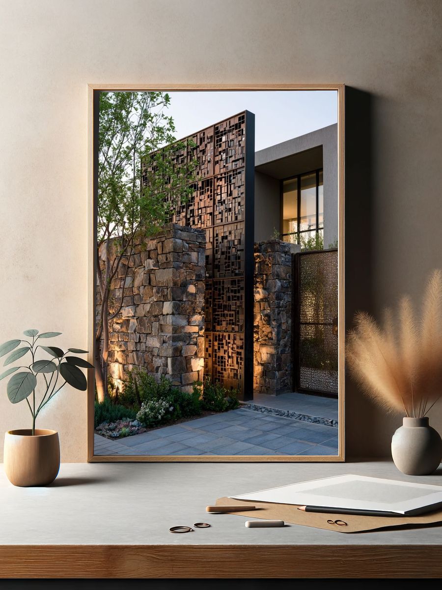 Modern Stone Facade Architecture Poster. — room view 2