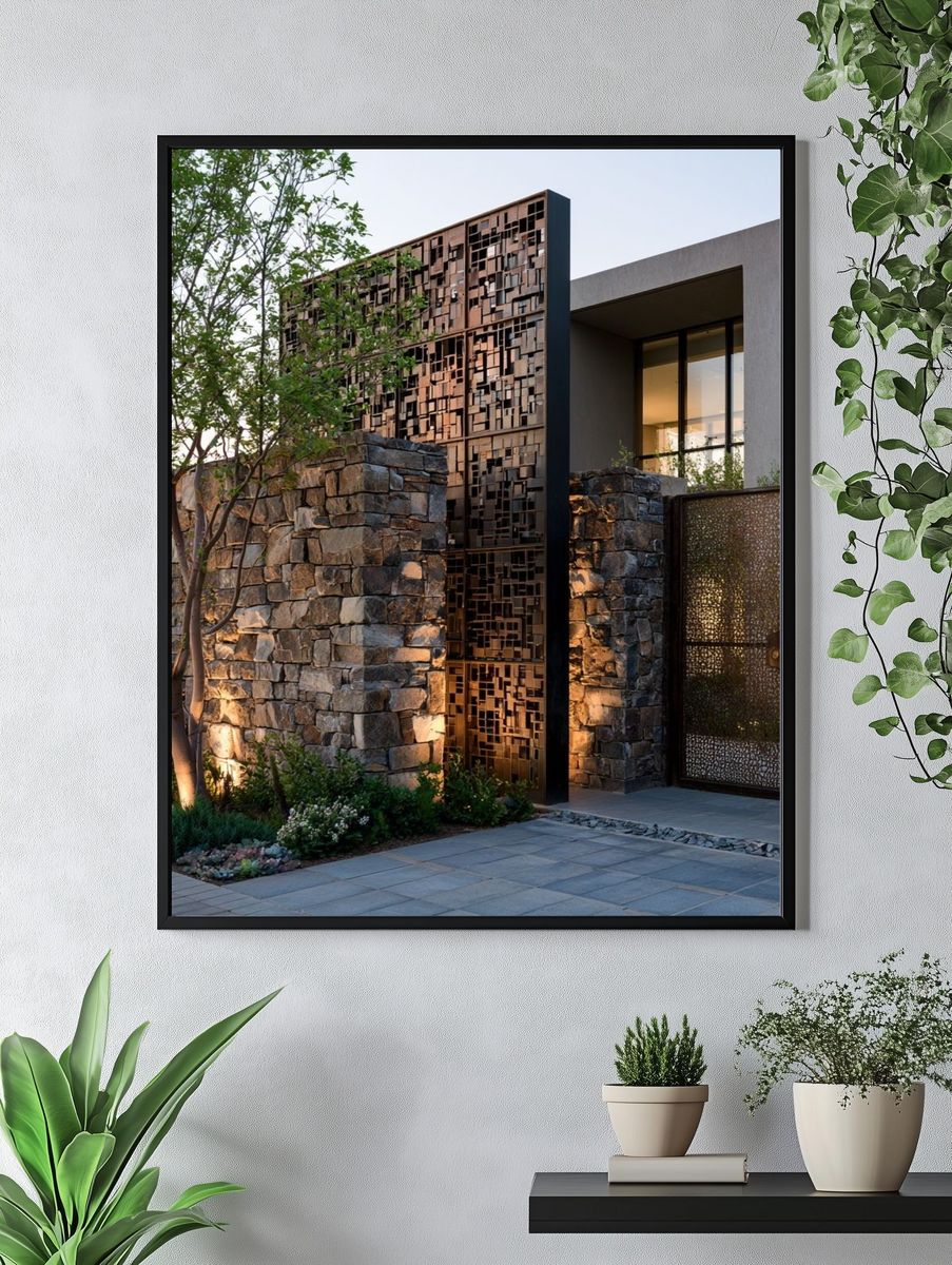 Modern Stone Facade Architecture Poster. — room view 4