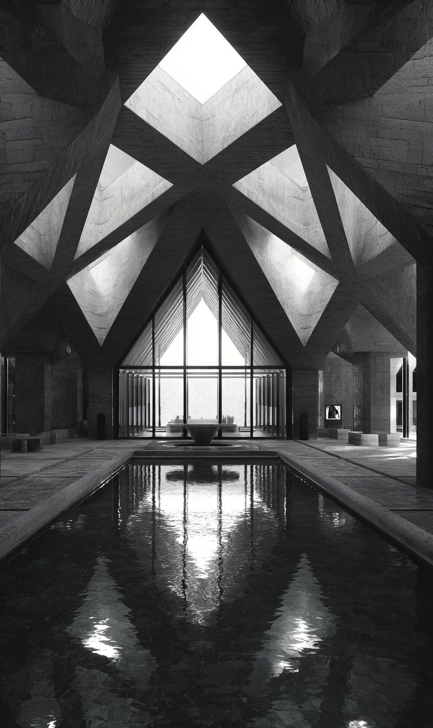 Monochrome Brutalist Atrium Poster. poster detail