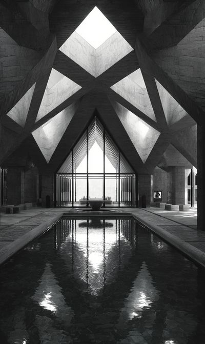 Monochrome Brutalist Atrium Poster. poster