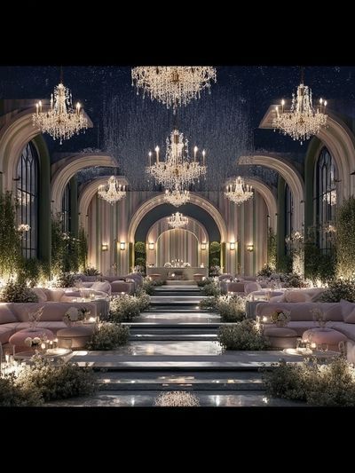 Glamorous Chandeliers Hallway Poster. poster
