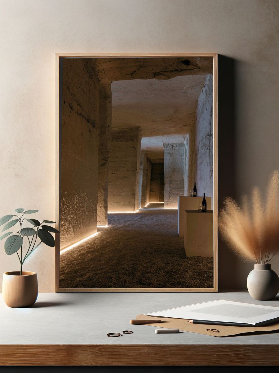 Stone Corridor Interior Photography Poster. — room view 2