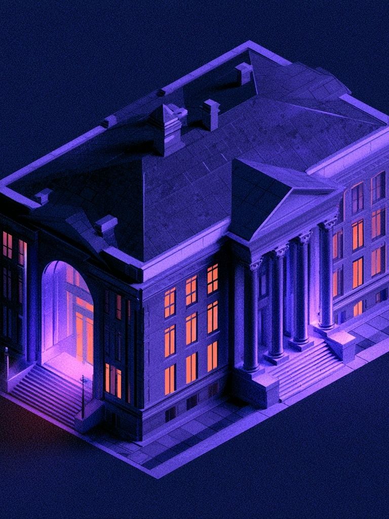Neon Mansion Architecture Print. poster — architecture art