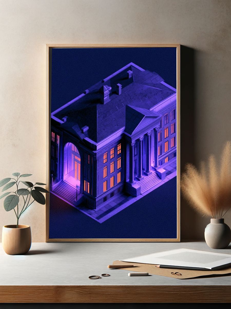 Neon Mansion Architecture Print. — room view 2