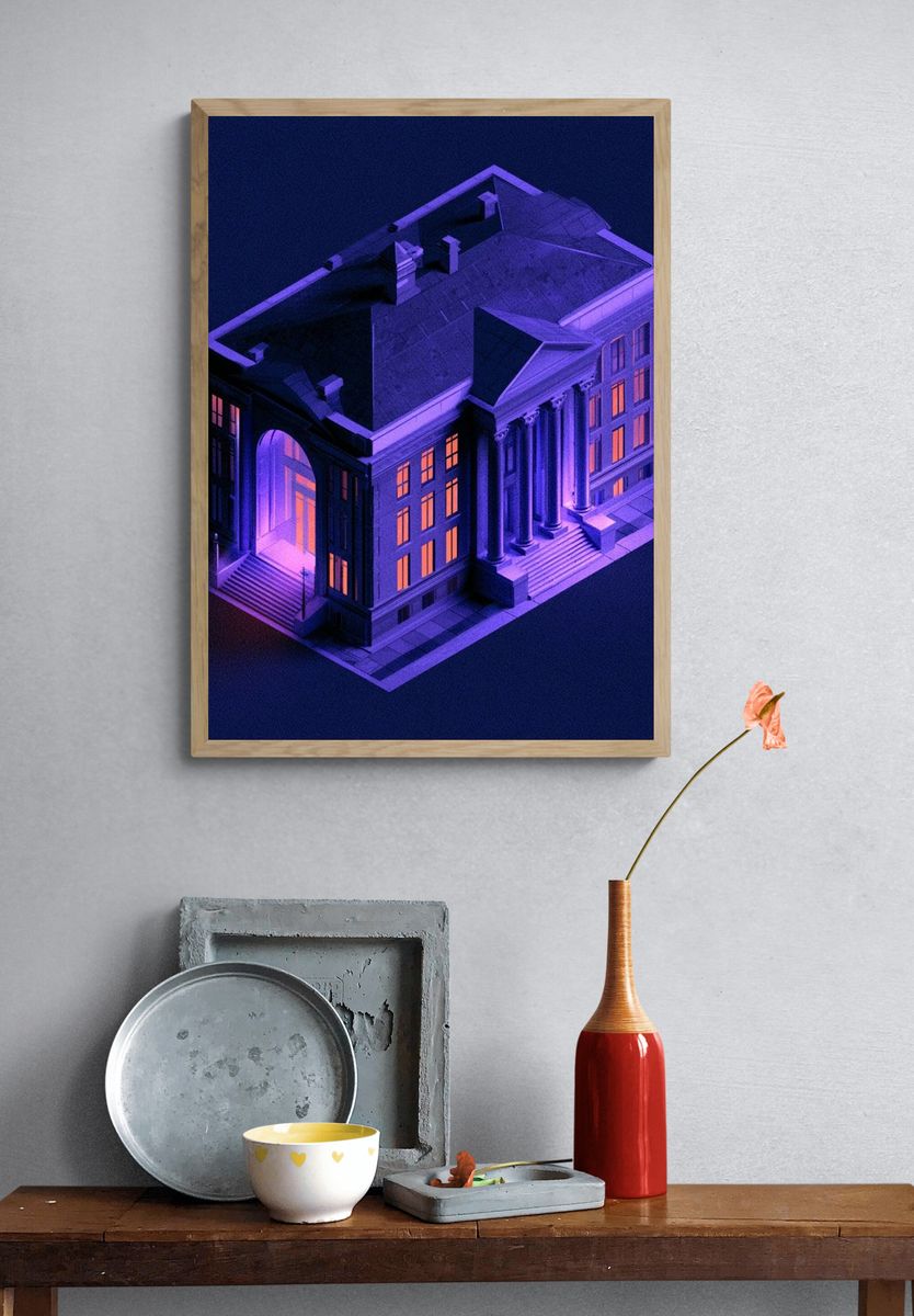 Neon Mansion Architecture Print. — room view 3