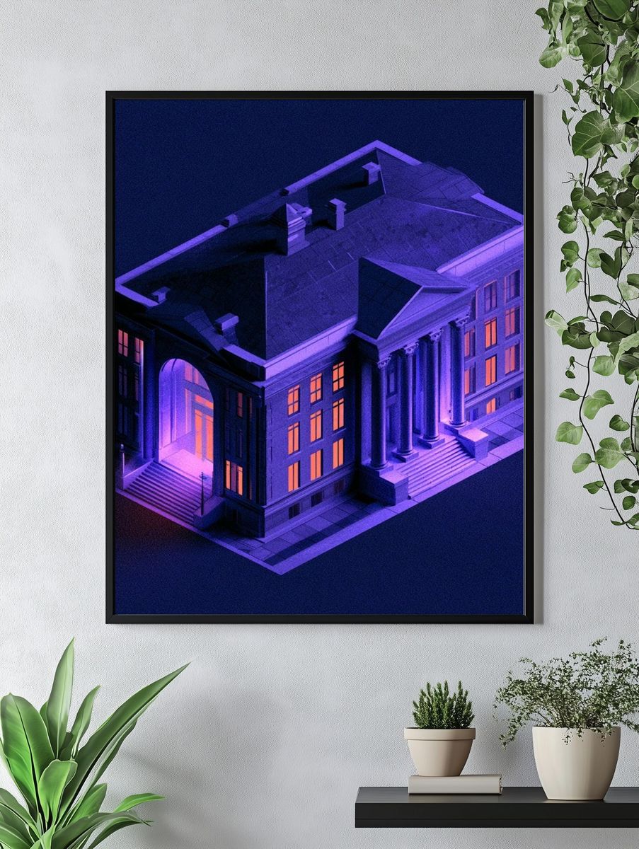 Neon Mansion Architecture Print. — room view 4