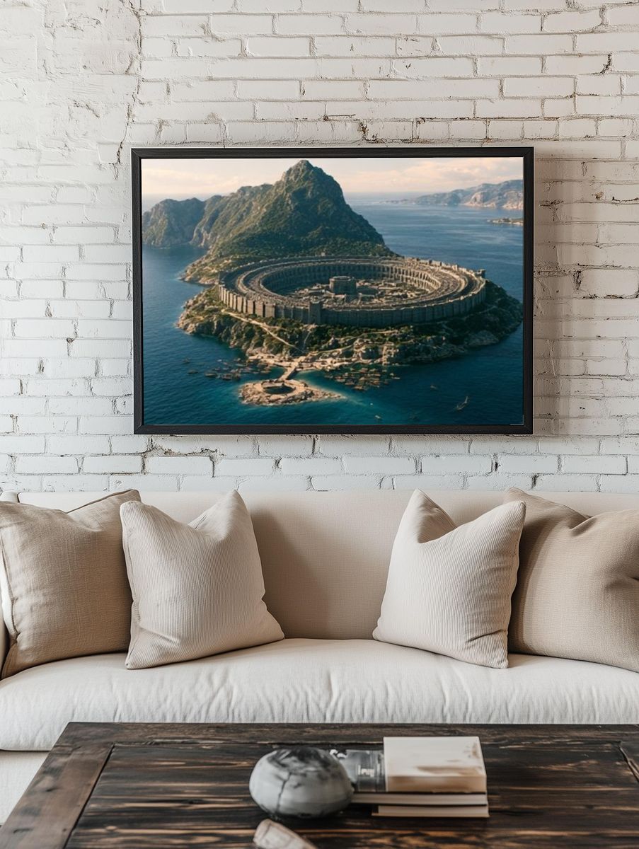 Ancient Island Fortress Photography Poster. — room view 1