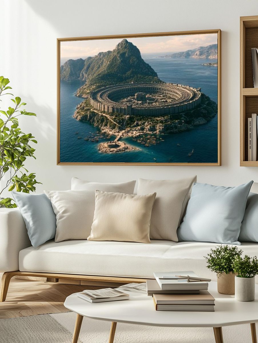 Ancient Island Fortress Photography Poster. — room view 2