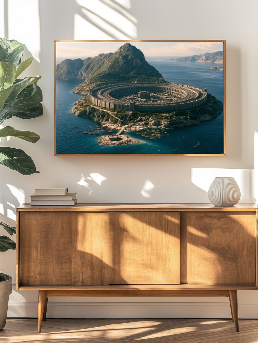 Ancient Island Fortress Photography Poster. — room view 3