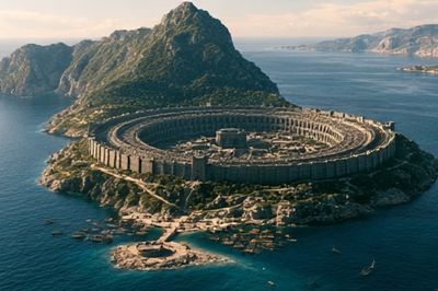 Ancient Island Fortress Photography Poster. poster