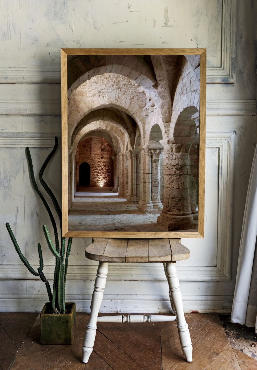 Romanesque Stone Archway Photography Poster. — room view 1