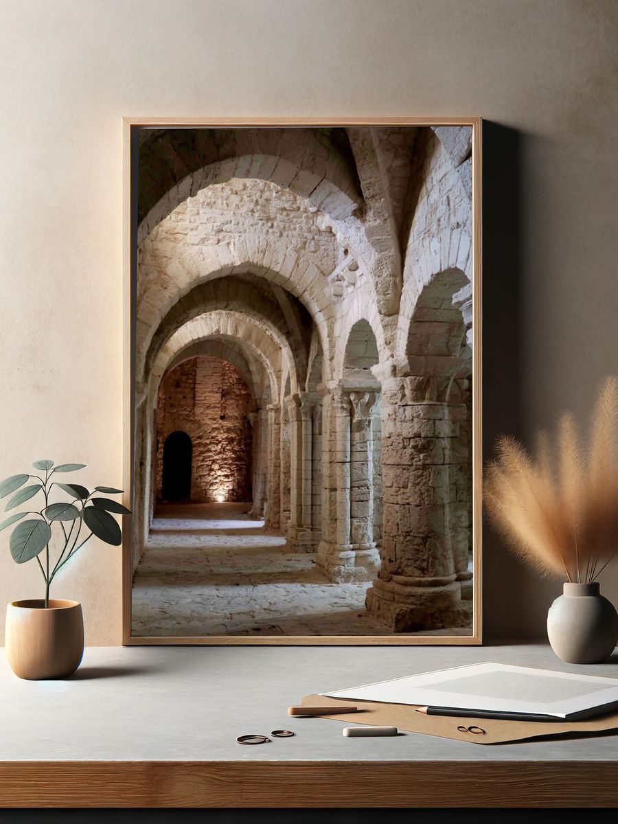 Romanesque Stone Archway Photography Poster. — room view 2