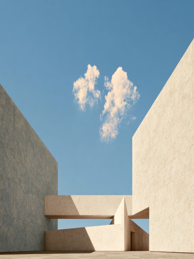 Minimalist Concrete Courtyard Poster. poster detail