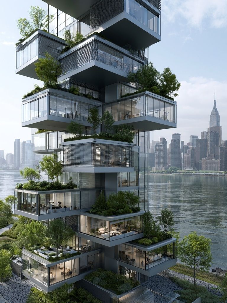 Vertical Garden Tower Architecture Poster. poster — architecture art