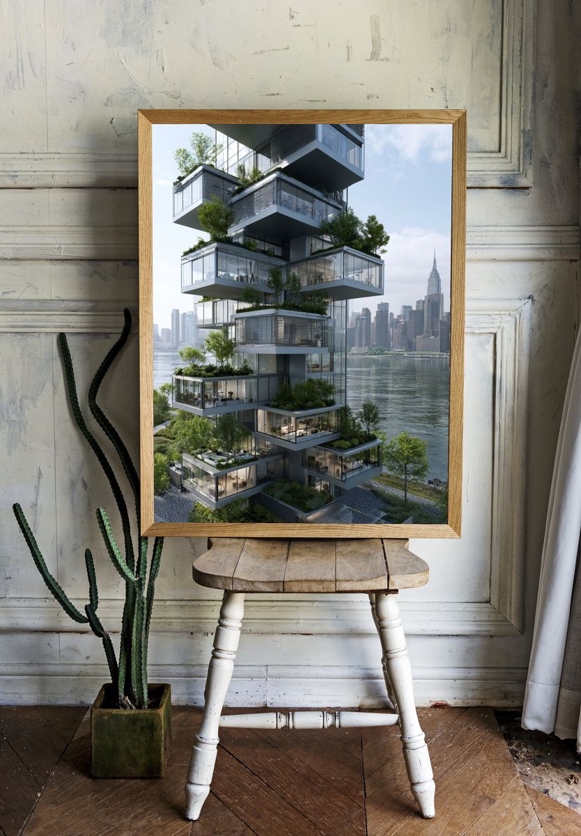 Vertical Garden Tower Architecture Poster. — room view 1