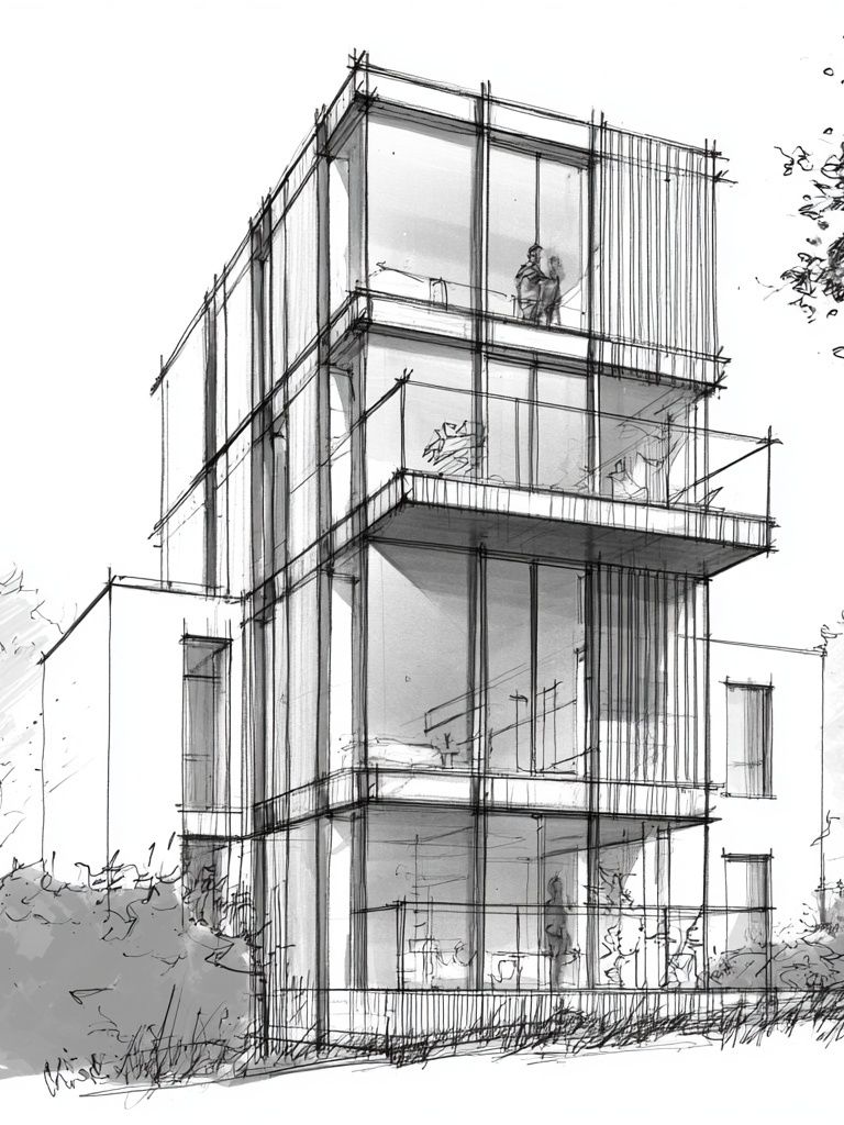 Modern House Sketch Poster. poster detail