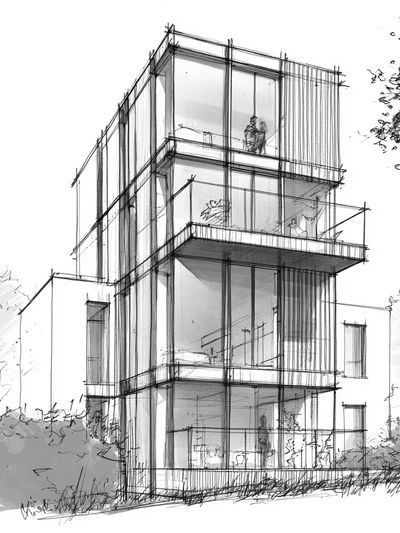 Modern House Sketch Poster.