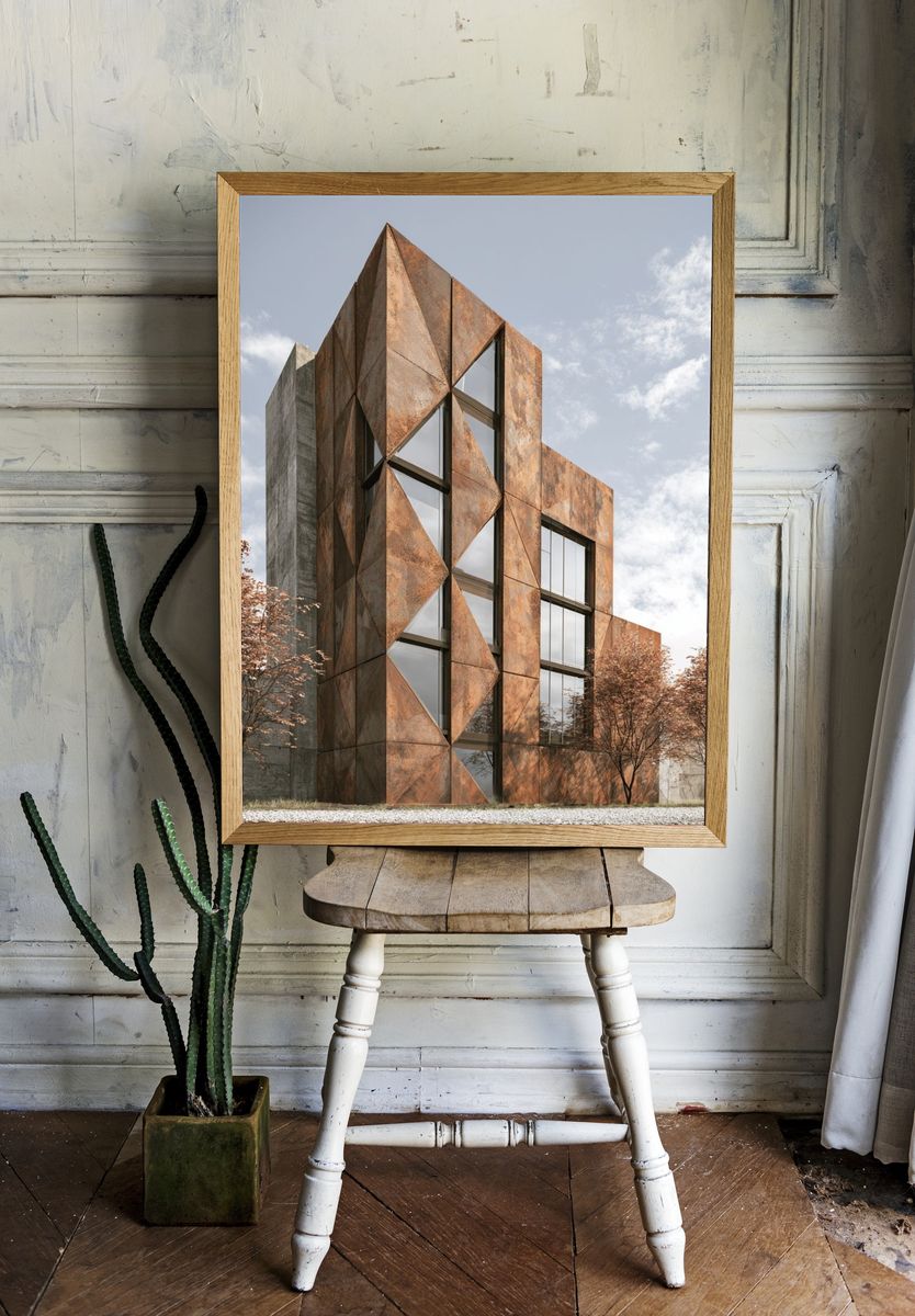 Rustic Modern Building Photography Poster. — room view 1