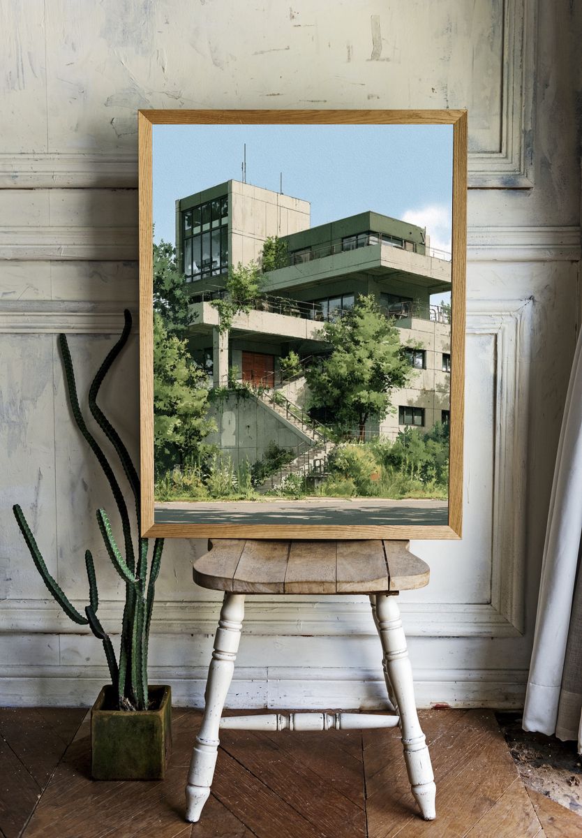 Modernist House in Greenery Poster. — room view 1