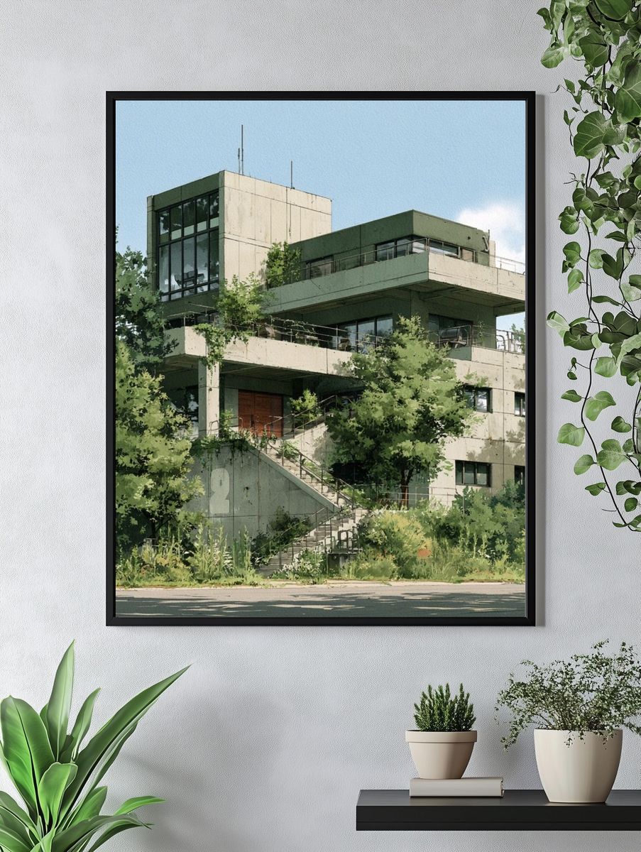 Modernist House in Greenery Poster. — room view 4
