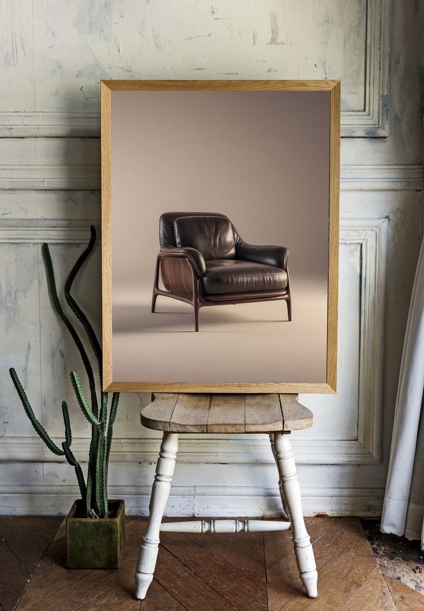 Modern Leather Lounge Chair Print. room preview