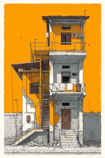 Urban Facade Illustration Poster. poster