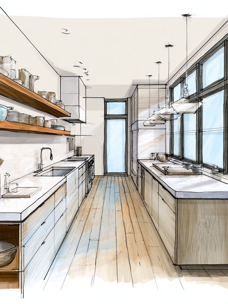 Modern Kitchen Interior Illustration Poster. poster detail