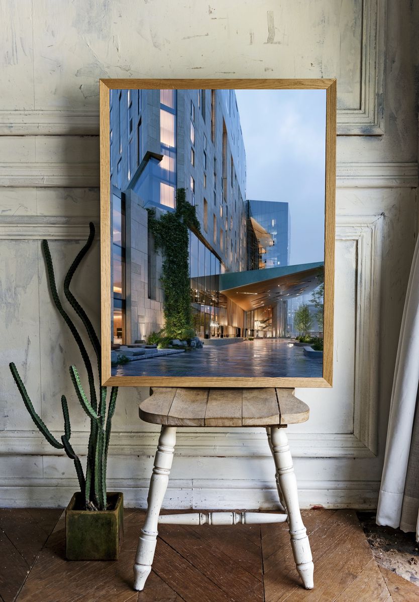 Modern Hotel Exterior Photography Poster. — room view 1