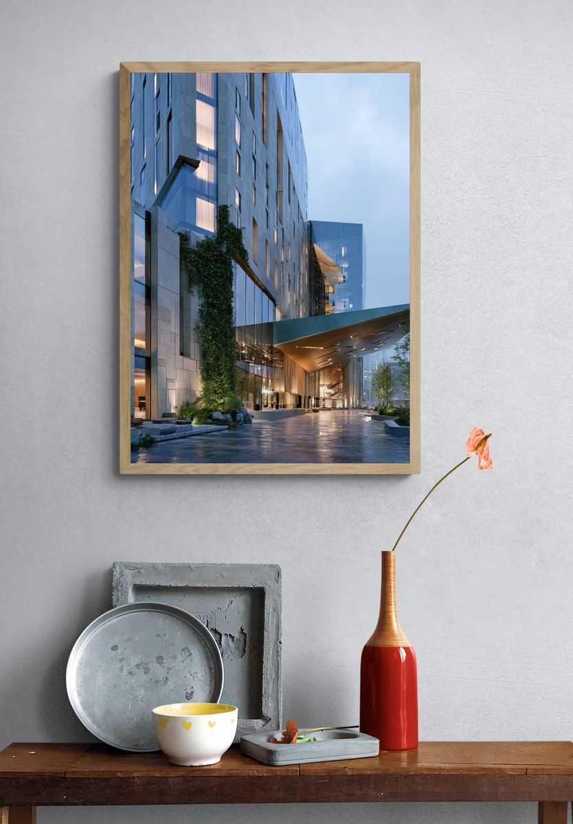 Modern Hotel Exterior Photography Poster. — room view 3