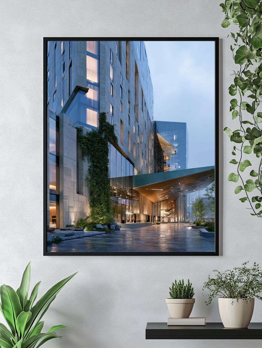 Modern Hotel Exterior Photography Poster. — room view 4