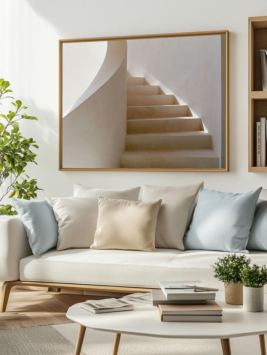Minimalist Staircase Interior Print. — room view 2