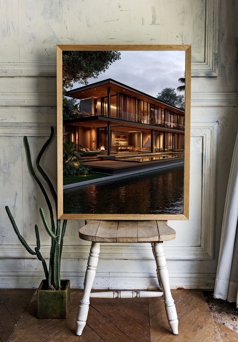 Modern Tropical Villa Architecture Poster. — room view 1