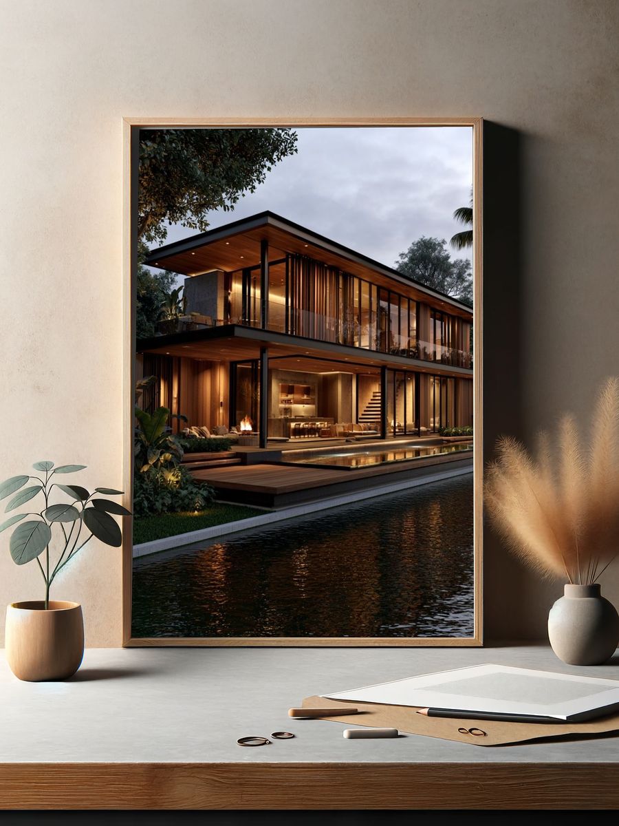 Modern Tropical Villa Architecture Poster. — room view 2