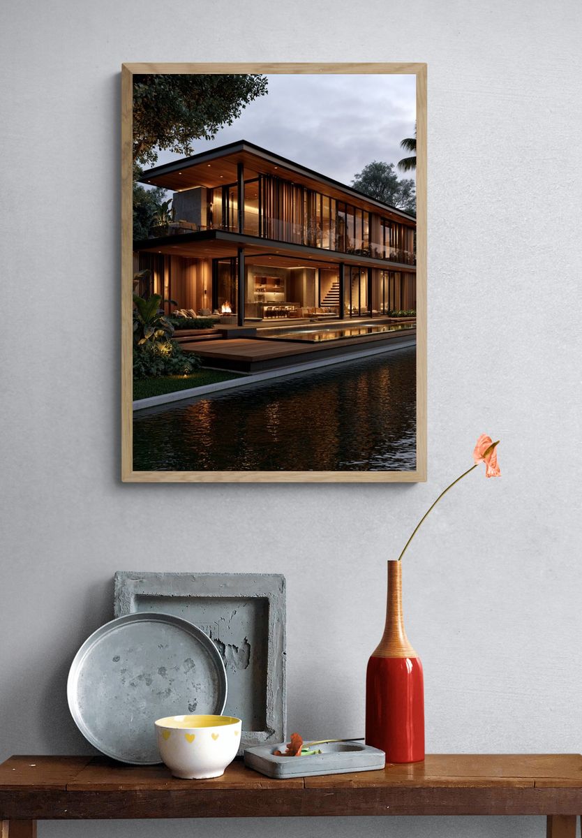 Modern Tropical Villa Architecture Poster. — room view 3