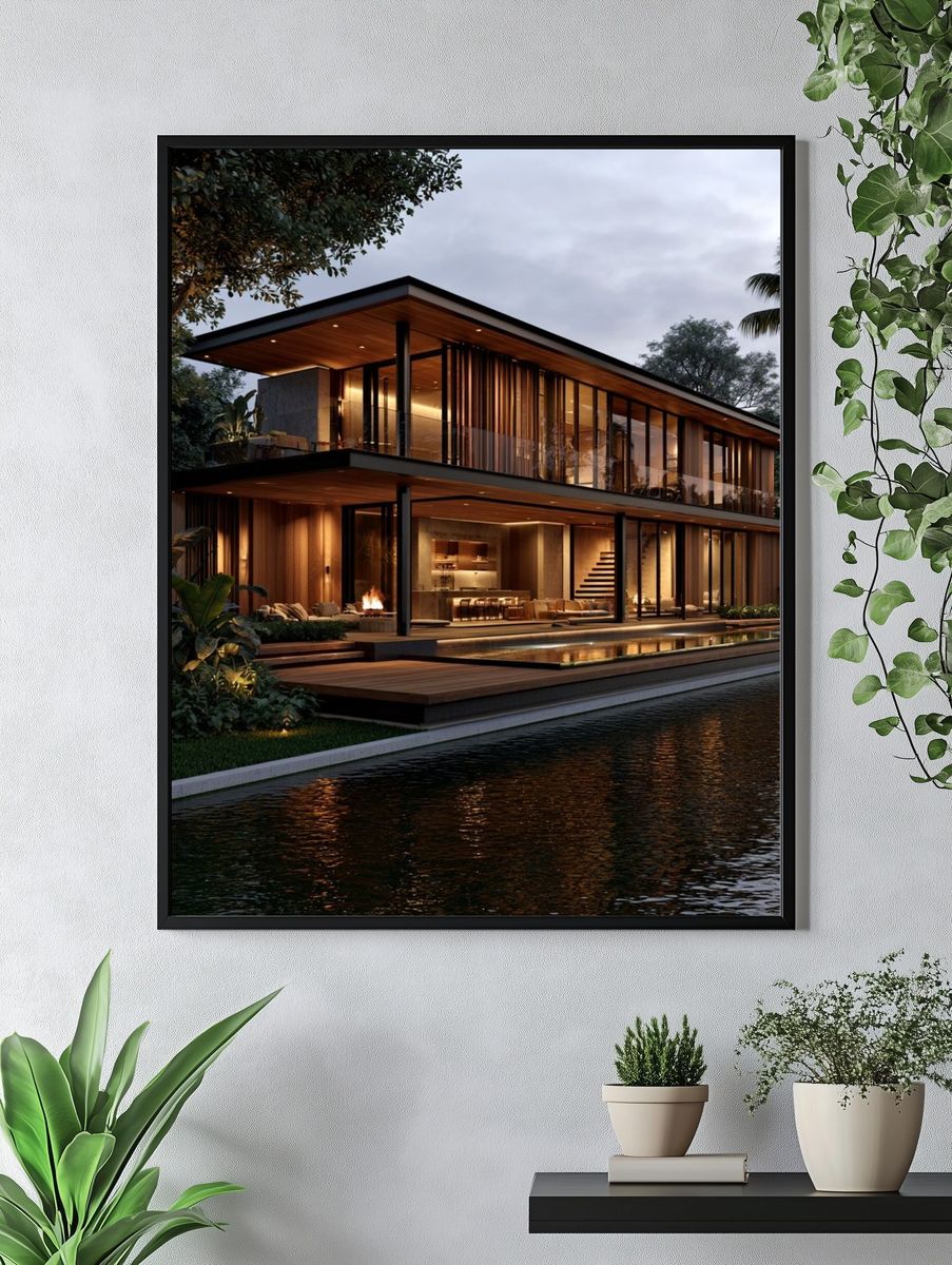 Modern Tropical Villa Architecture Poster. — room view 4