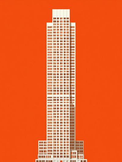 Orange Skyscraper Minimalist Poster.