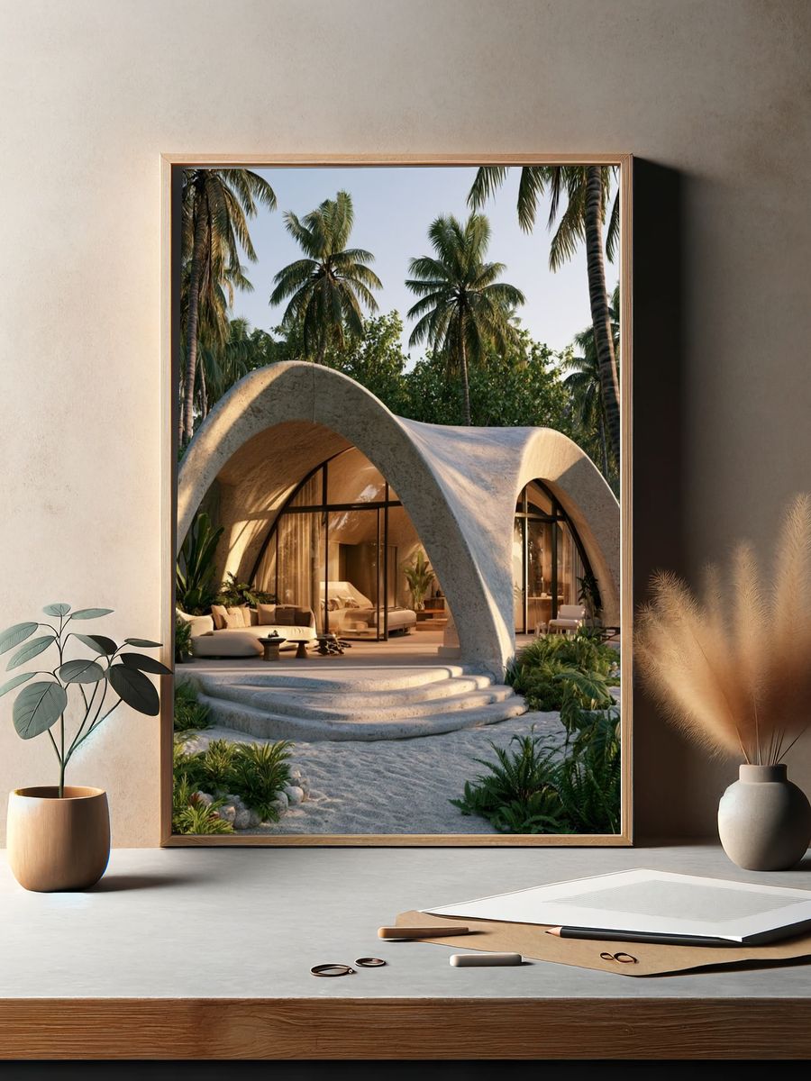 Tropical Arch Villa Photography Poster. — room view 2