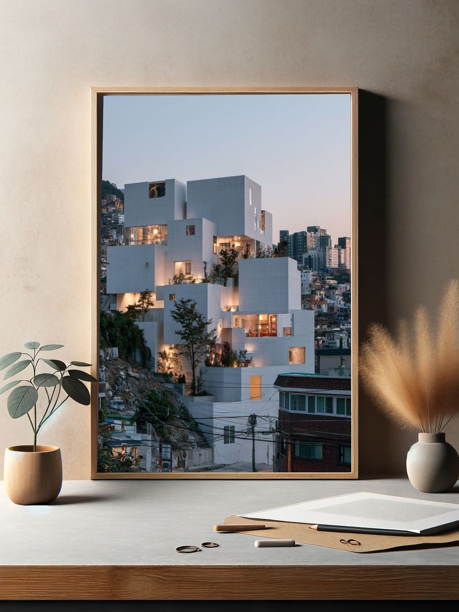 Modern Hillside Architecture Poster. — room view 2