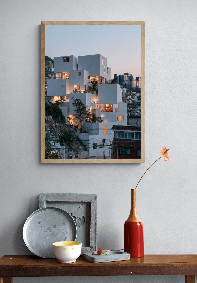 Modern Hillside Architecture Poster. — room view 3